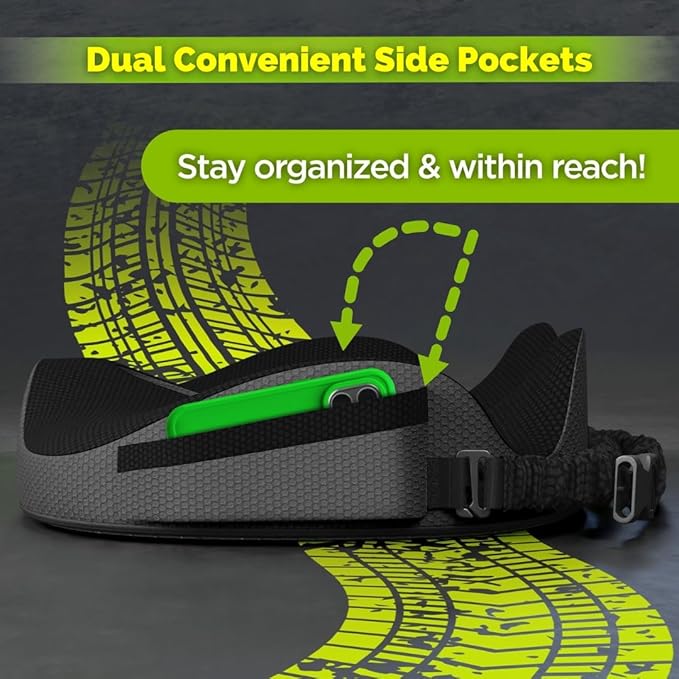 XL Truck Seat Cushion for Truck Driver Seat Cushion - Upgraded Back Support, CertiPUR-US® Certified - Thick Memory Foam, Pain Relief for Hours of Driving, Trucker Approved Big Rig - Black