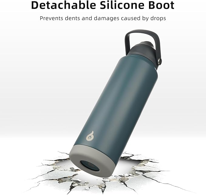 BJPKPK Insulated Water Bottle with Straw Lid, 40oz Large Thermo, BPA Free Leak Proof Stainless Steel Metal Water Bottles, Tumblers, Cups, Flasks for Travel, Sports, Grey