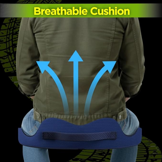 XL Truck Seat Cushion for Truck Driver Seat Cushion - Upgraded Back Support, CertiPUR-US® Certified - Thick Memory Foam, Pain Relief for Hours of Driving, Trucker Approved Big Rig - Navy