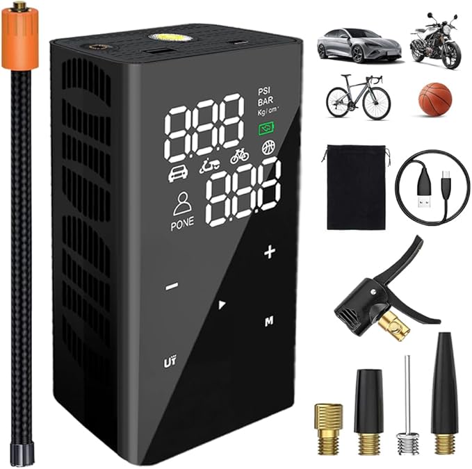 Tire Inflator Portable Air Compressor, 4X Faster Inflation Cordless Electric Air Pump for Car Tires with Digital Tire Pressure Gauge SUV, Light Truck, Motorcycle, Bike, Car Accessories Gifts for Men