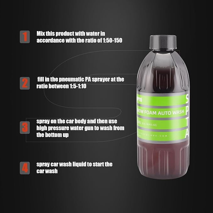 SPTA Car Wash Kit, Clean & Car Wash Kit (9 Items, Including 2-16oz. Car Wash Shampoo, 1Pc Microfiber Mitts,1Pc Red Car Wash Sponge, 2Pcs 16"x16" Microfiber Detail Towels and 3Pcs Car Detail Brush