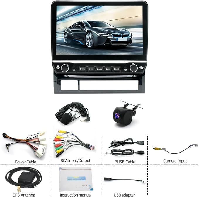 10'' Car Radio Stereo for Toyota Tacoma 2005-2015 with Wireless with Carplay Android Auto, Touch Screen Head Unit with Keys and Knobs, GPS Navigation, WiFi, EQ, BT, FM, SWC, Mic, Backup Cam 2+32GB