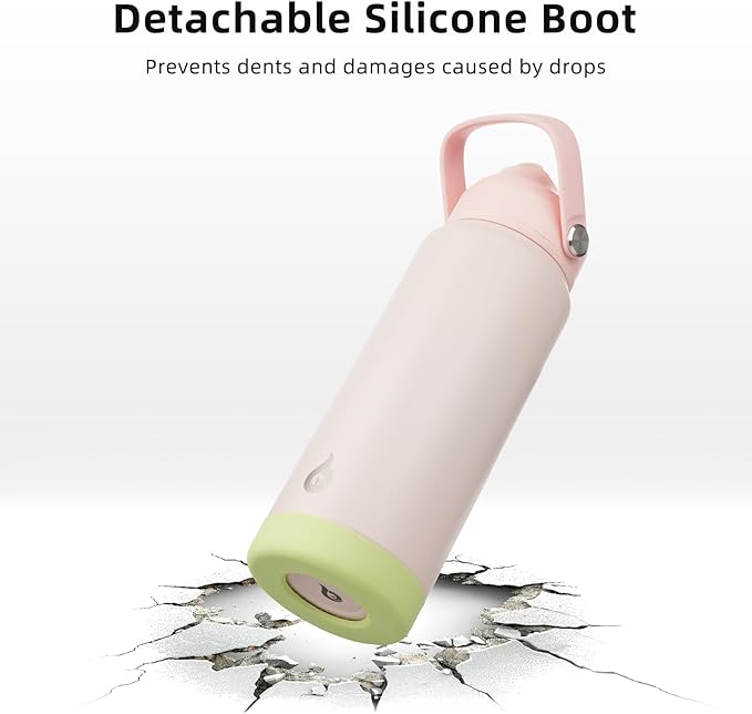 BJPKPK Insulated Water Bottle with Straw Lid, 18oz Thermo Water Bottles, Flex Handle & Non-slip Boot, BPA Free Leak Proof Stainless Steel Metal Thermo, Tumblers, Cups,Pearl Pink