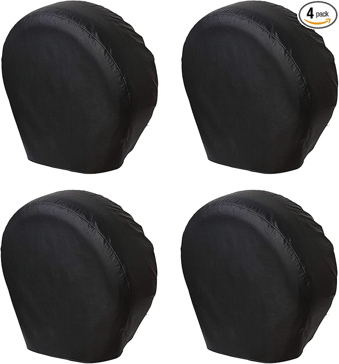VINPATIO RV Tire Covers Set of 4, Tough Waterproof Wheel Protector for Trailer Camper, Truck, SUV, Motorhome, Universal Fits Tire Diameters 24-26 inches, Black
