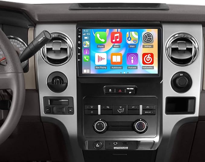 (Only for Manual AC) [4+64G] Car Stereo w/Wireless Carplay & Android Auto for Ford F150 2009 2010 2011 2012 Android 13 9" Touchscreen Radio Upgrade w/AHD Camera, GPS Navigation, SWC, WiFi, FM