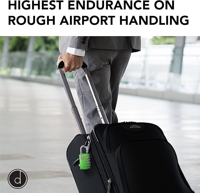 TSA Locks for Luggage, 2-Pc Durable Steel Padlock, Keyless Easy to Read 4-Digit Combination Lock for Backpacks, Travel Suitcases, Toolbox, Filing Cabinets, Baggage & Gym Locker, Green