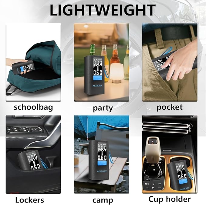 Portable Air Compressor for Car Tires - 3X Faster Inflation, Fit for Kia Soul(2014-2020),6000mAh Battery, LCD Screen, LED Light,Auto Shutoff