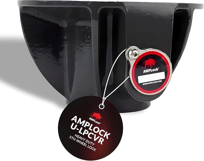 AMPLock - U-LPCVR 1-Cylinder Heavy Duty King Pin Lock for Semi-Trailer and 5th Wheel - Anti Theft Trailer Hitch Lock, Patented Keyed Alike Commercial & Travel Trailer Hitch Locks with Keys
