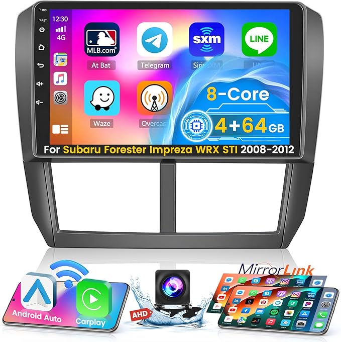 [8 Core 4G+64G] Android Radio for Subaru Forester Impreza WRX STI 2008-2012, 9 Inch 1280 * 720 Touch Screen Carplay Car Stereo, Bluetooth 5.0, 32 EQ, GPS, 5G WiFi, 59UI, DSP
