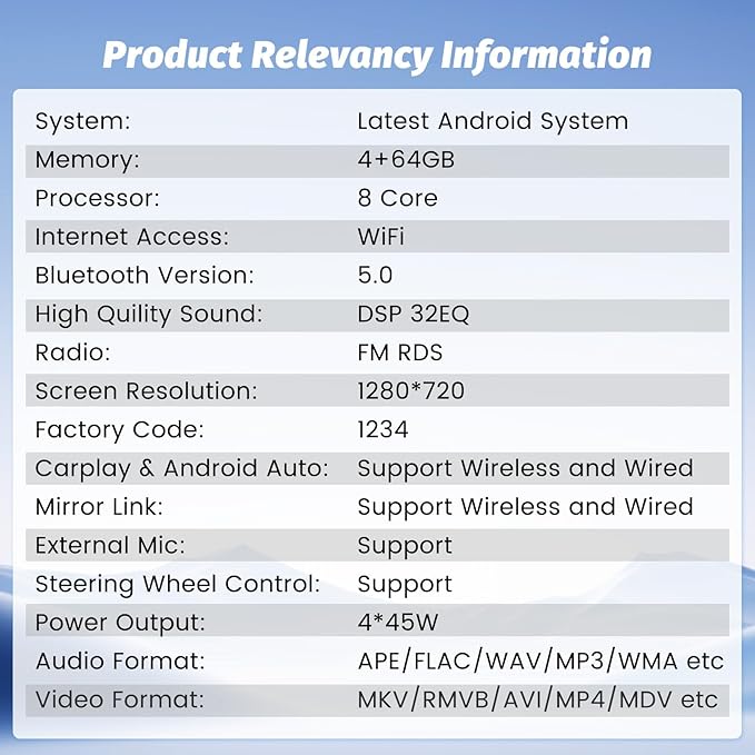 [8 Core 4G+64G] Android Radio for Subaru Forester Impreza WRX STI 2008-2012, 9 Inch 1280 * 720 Touch Screen Carplay Car Stereo, Bluetooth 5.0, 32 EQ, GPS, 5G WiFi, 59UI, DSP