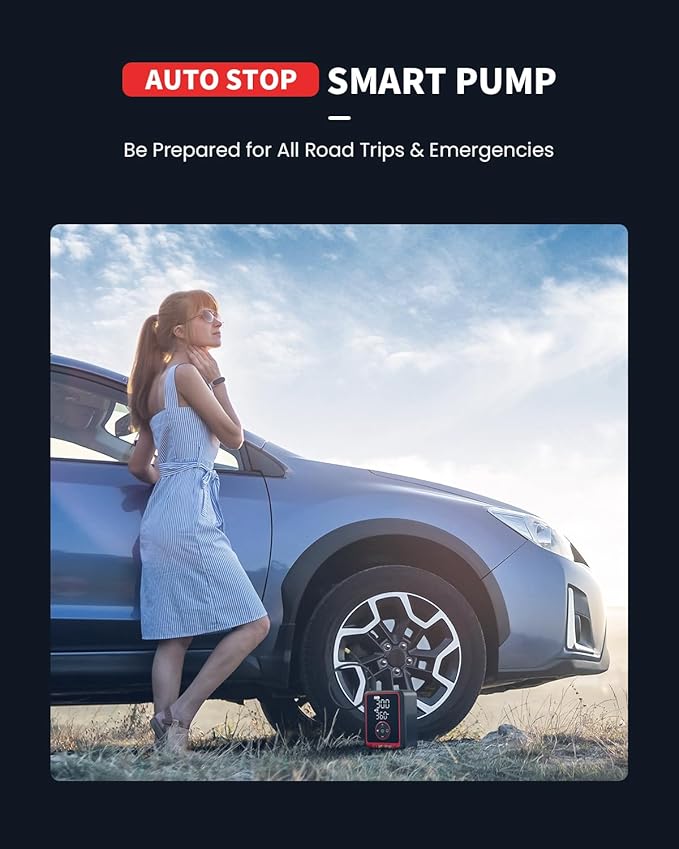 LASFIT CR1 Pro Tire Inflator Portable Air Compressor [3X Fast Inflation] 150PSI Air Pump for Car Tires Electric Tire Inflator with Digital Pressure Gauge, Smart Auto Stop for SUV, Sedan, Motorcycle