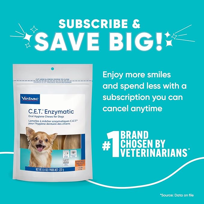 Virbac C.E.T. Enzymatic Oral Hygiene Chews for Dogs Beef 8.4 Ounces