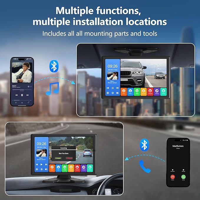 4 Channel Backup Camera System,Touchable 10.1 inch Monitor with DVR Loop Recording, IP69 Waterproof, Nightvision 1080P Camera for RV/Truck/Trailer Pickup, Wired (Cigarette Charger &128G)