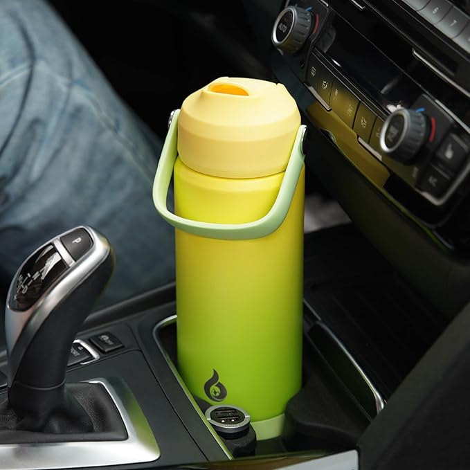 BJPKPK Insulated Water Bottle with Straw Lid, 18oz Thermo Water Bottles, Flex Handle & Non-slip Boot, BPA Free Leak Proof Stainless Steel Metal Thermo, Tumblers, Cups,Twilight Blue