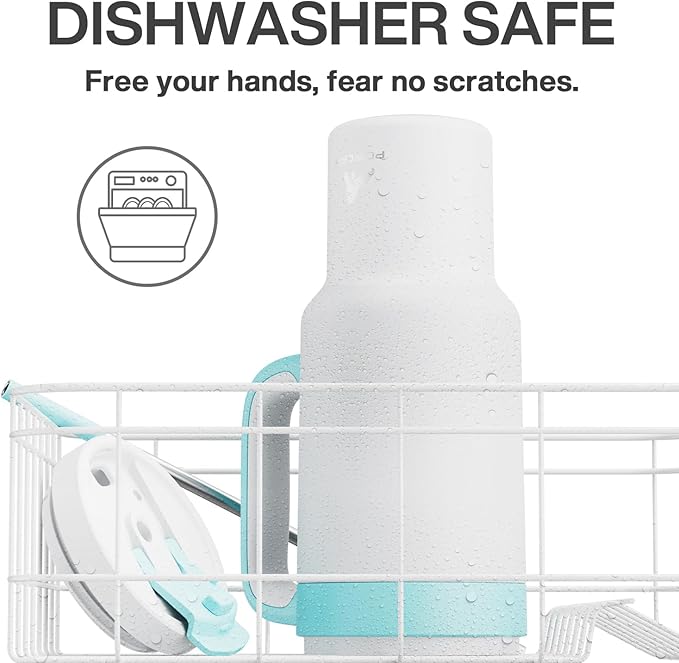 POWCAN 40 oz Tumbler with Handle, 2-in-1 Straw and Sip Lid, Leakproof, Dishwasher Safe, Insulated Stainless Steel Travel Coffee Mug, Keeps Cold for 34 Hours, Fits in Car Cup Holder (Glacier)