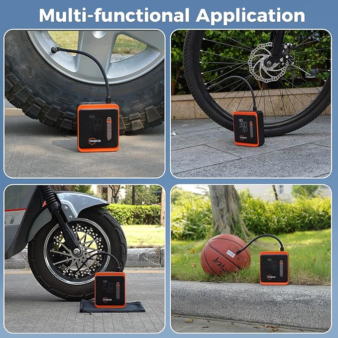 KEEPUP Portable Tire Inflator Air Compressor 150PSI Fast Inflation Cordless Air Pump with Rechargeable Battery for Car Tires Bike Motorcycle Ball