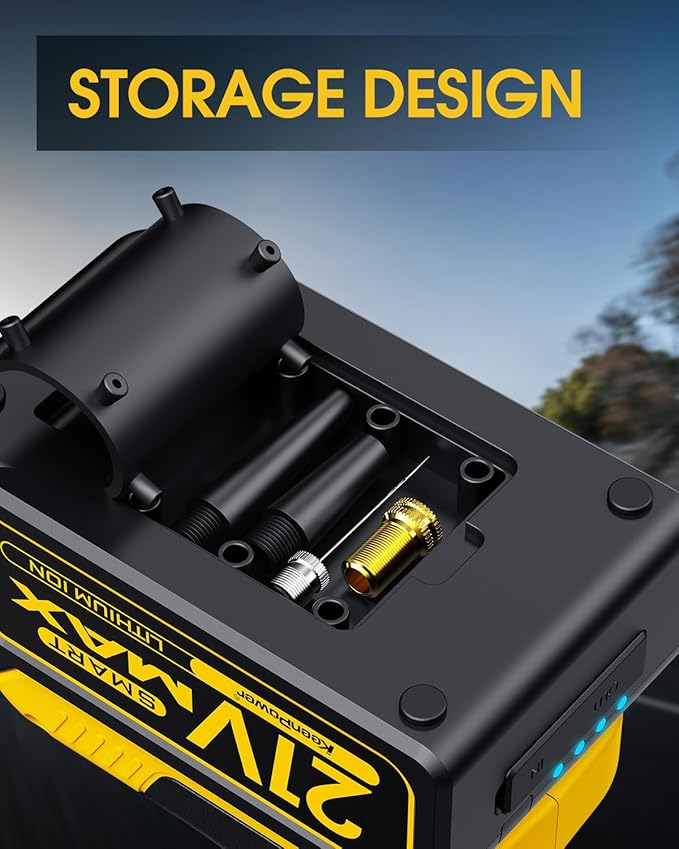 KeenPower Cordless Tire Inflator Portable Air Compressor, 160PSI Car Tire Air Pump, 21V Rechargeable Battery Powered Air Compressor, Dual Power, Larger HD Digital Gauge w/4+N Smart Modes (Yellow)