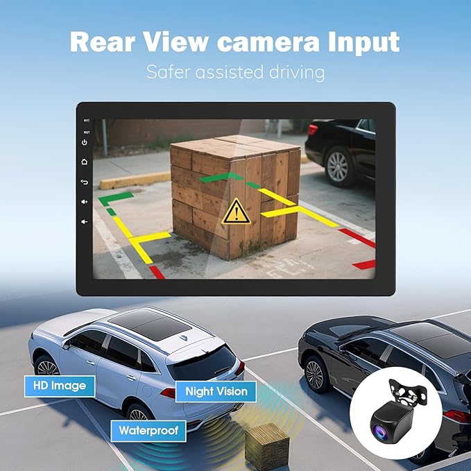 10.1" Single Din Car Radio with Rotatable Touchscreen, Wireless Apple CarPlay, Android Auto, GPS Navigation, Bluetooth, Hi-Fi Sound, Voice Control, Backup Camera