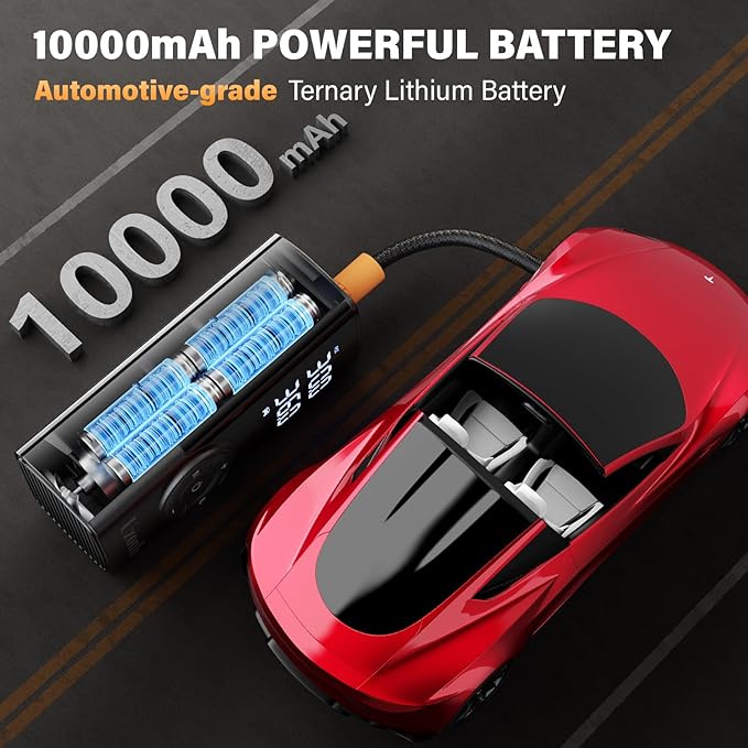 TM-A Tire Inflator Portable Air Compressor - 12V Car Tire Air Pump Portable with Pressure Gauge - One Minute Fast Inflation, Ideal for Car, Motorcycle, Bicycle and More