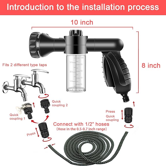 Car Wash Kit Car Wash Cleaning Kit Car Wash Foam Gun Sprayer Microfiber Sponge and Towels Car Foam Gun Tire Brush Collapsible Bucket Car Washing Kit