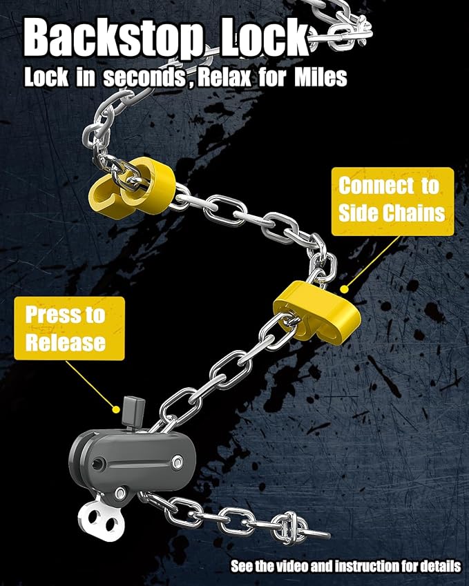 Snow-Chains Easy Install Tire-Chains, One-Pull Fit Heavy-Duty Tire Snow Chains for Pickup Trucks & SUVs Off-road, Emergency Tire Traction Car Tires 255 265 275 285 295 - Set of 2 (SCRV260)