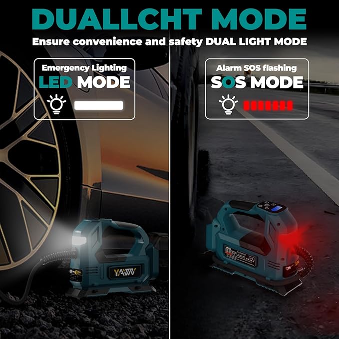 Cordless Tire Inflator Air Compressor for Makita 18V Battery, 160PSI Portable LED Light Handheld Air Pump with Digital Pressure Gauge for Cars Motorcycles Bikes Sport Balls(Battery Not Included)