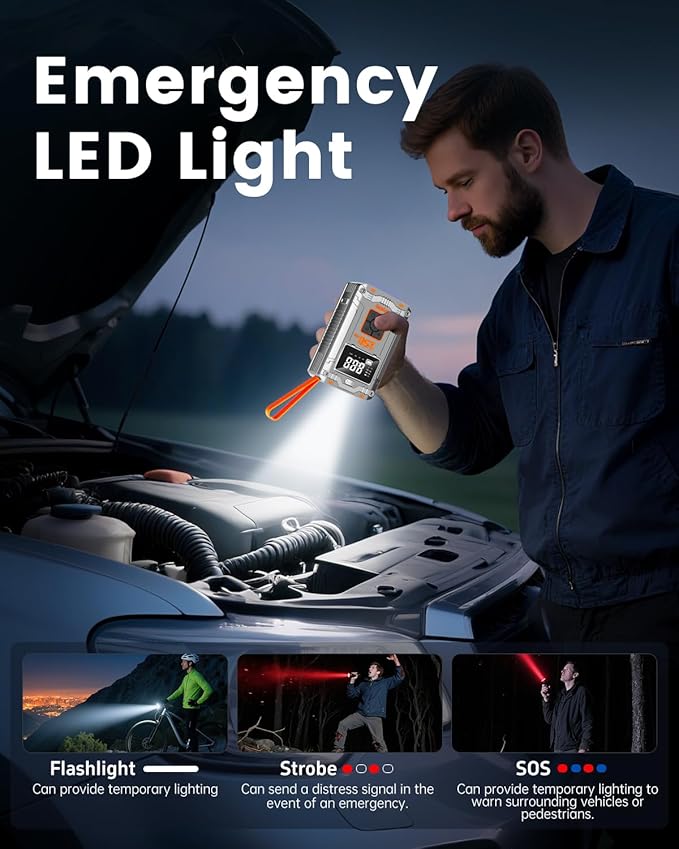 Tire Inflator Portable Air Compressor Cordless,150PSI 3X Faster Inflation Tire Pump With Digital Display & 4 Nozzles, Car Tires Air Pump with Pressure Gauge for Auto, Motorcycles, Bikes, Balls