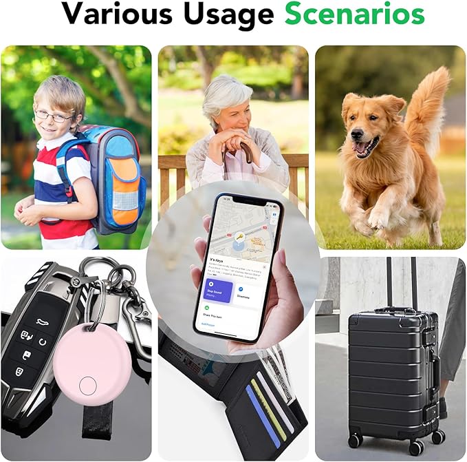 Air Tracker Tags-4 Pack: Smart Bluetooth Tracker, Item Finder Works with Apple Find My (iOS Only) App, Trakcer Tag Locator for Keys, Luggage, Satchel, weTag mini. (Not for Android Devices)