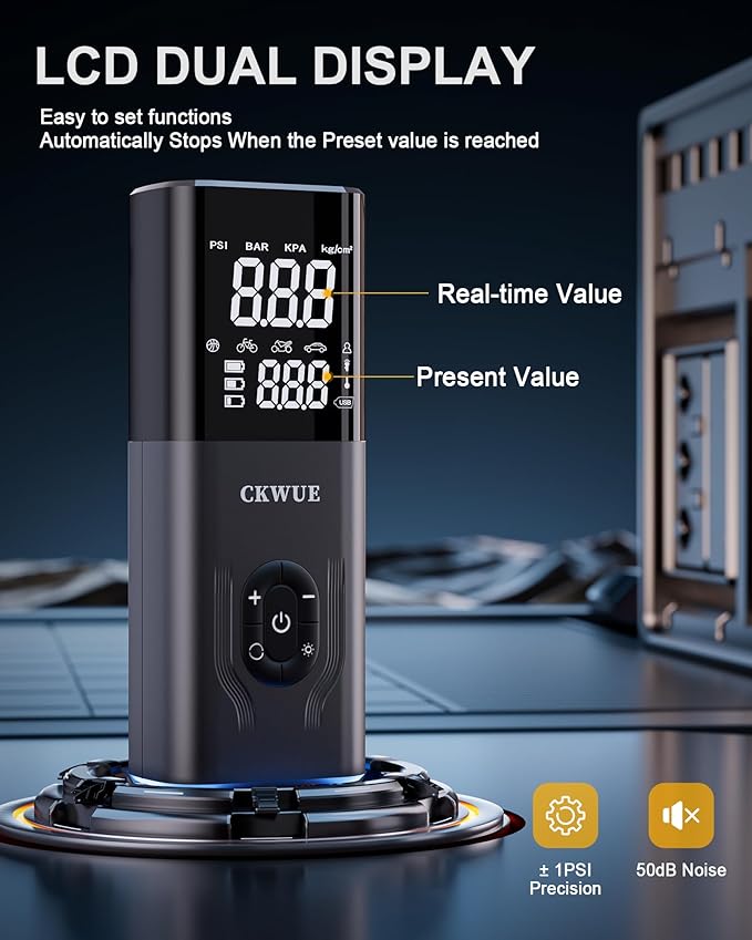 Tire Inflator Portable Air Compressor, 180PSI Air Pump for Car, 6X Faster Cordless Air Compressor with Digital Pressure Gauge, Tire Inflator with Dual Mode Inflation for Car, Moto, Bicycle and Ball