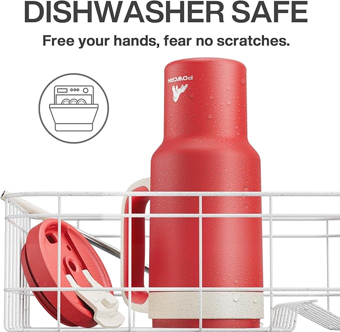 POWCAN 40 oz Tumbler with Handle, 2-in-1 Straw and Sip Lid, Leakproof, Dishwasher Safe, Insulated Stainless Steel Travel Coffee Mug, Keeps Cold for 34 Hours, Fits in Car Cup Holder (Passion)