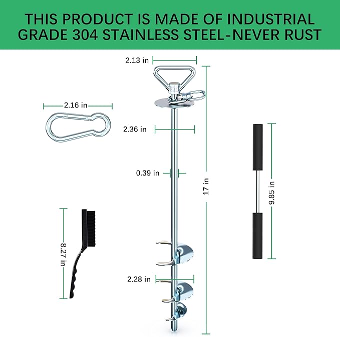 TOMBABY Dog Tie Out Stake-Heavy Duty 304 Stainless Steel Dog Runner, Ground Anchor with 360° Swivel & Anti-Tangle,Use Any for to 210LBS Dogs- Dog Stakes for Outside Camping, Suitable for Any Dog Cable