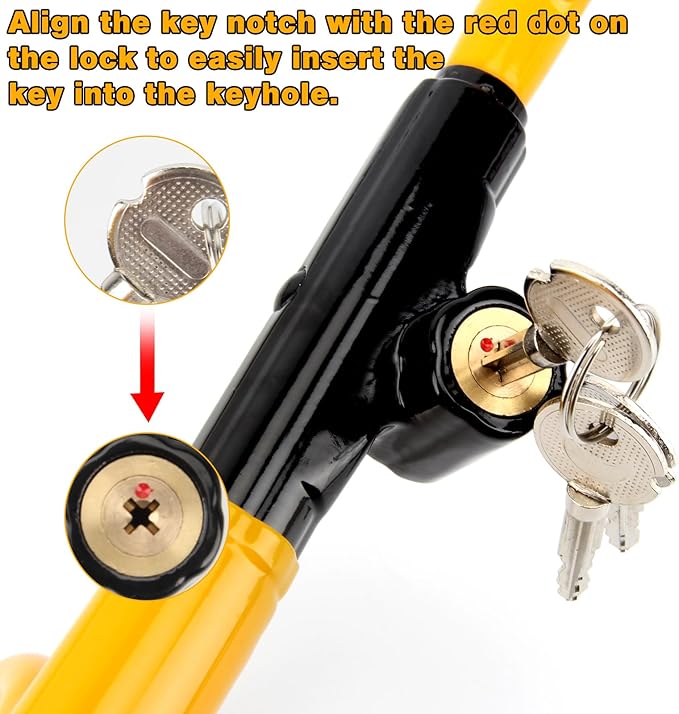 Steering Wheel Lock for Car Universal Anti-Theft Device Car Locks, Adjustable Length Double Hook Locks for Car SUV Pickup Truck Van