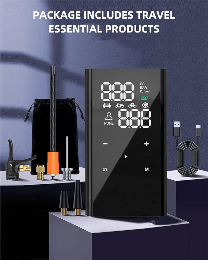 Tire Inflator Portable Air Compressor, 4X Faster Inflation Cordless Electric Air Pump for Car Tires with Digital Tire Pressure Gauge SUV, Light Truck, Motorcycle, Bike, Car Accessories Gifts for Men