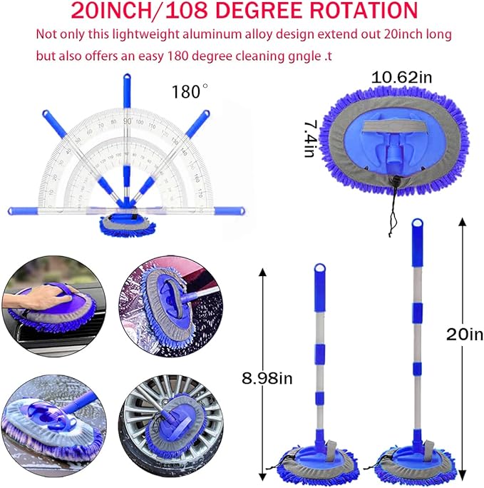 Car Wash Kit - Car Cleaning Kit Car Wash Cleaning Tools Kit with Car Wash Brush with Long Handle,Car Wash Mop,Microfiber Towels Car Detailing Kit