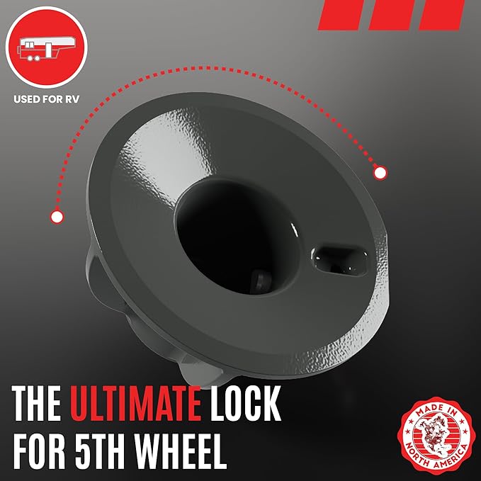 AMPLock - U-LPCVR 1-Cylinder Heavy Duty King Pin Lock for Semi-Trailer and 5th Wheel - Anti Theft Trailer Hitch Lock, Patented Keyed Alike Commercial & Travel Trailer Hitch Locks with Keys