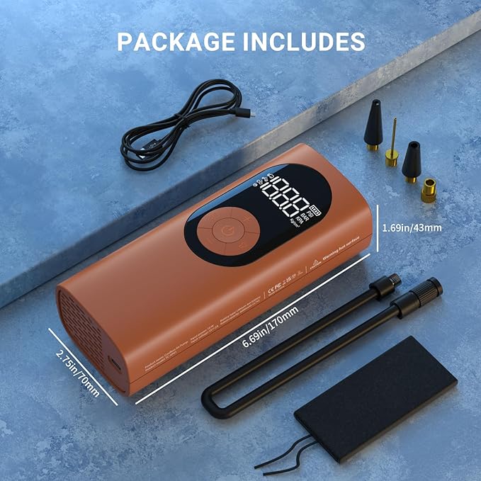 Tire Inflator Portable Air Compressor 150PSI Air Pump for Car Tires with Digital Pressure Gauge, Led Light, Auto Shut-Off, Portable Pump for Auto, Motorcycle, Bike, Balls and More