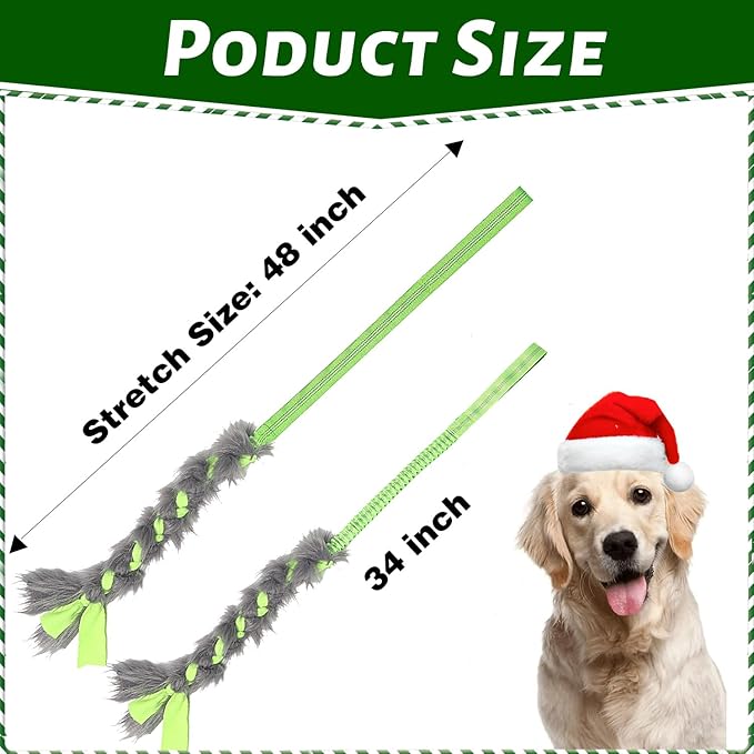 wodoca Christmas Dog Tug Toys Dog Rope Toys Pets Puppy Aggressive Chewers Toys Xmas Pet Gifts, Easy to GRAP Large Dogs Chew Toy Ideal for Training for Puppy, Middle Dogs Play Hand Made (Green)