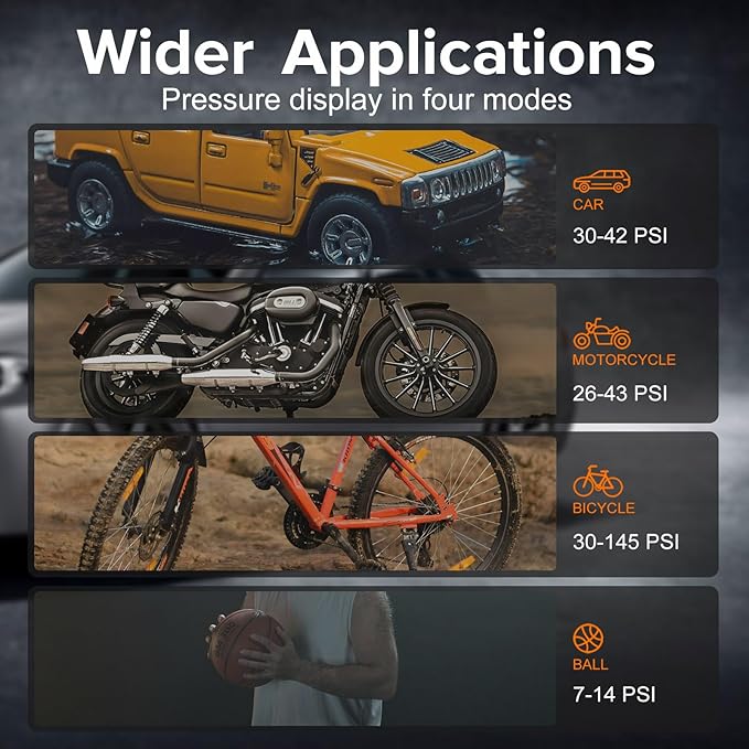 200PSI Tire Inflator Portable Air Compressor, Digital Tire Pump, Cordless Air Pump for Car Tires, Auto Shutoff, LED Light, Electric Air Compressor for Cars, SUV, Motorcycles, Bikes, Gifts for Men