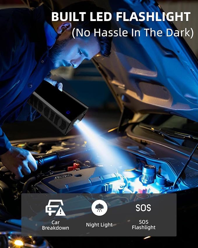 Tire Inflator Portable Air Compressor, 4X Faster Inflation Cordless Electric Air Pump for Car Tires with Digital Tire Pressure Gauge SUV, Light Truck, Motorcycle, Bike, Car Accessories Gifts for Men