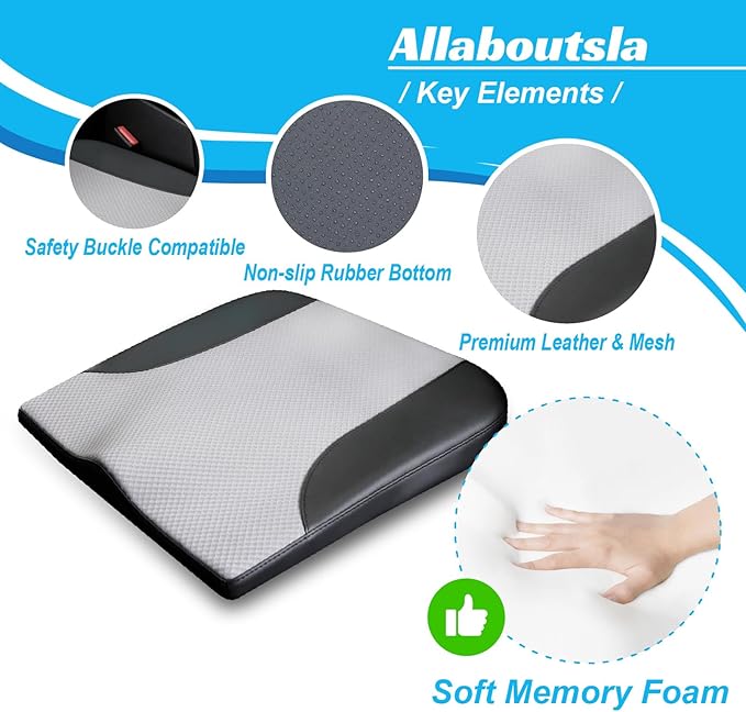 Car Seat Cushion, Car Seat Cushions for Driving with Comfort Memory Foam - Sciatica & Back Pain Relief, Suitable for Car, Truck, Office Chair (Black&Gray)