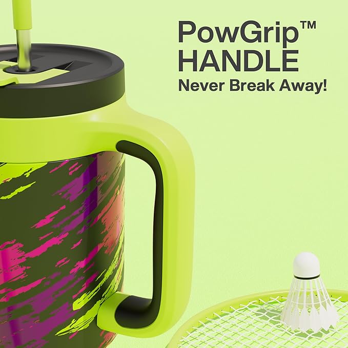 POWCAN 40 oz Tumbler with Handle, 2-in-1 Straw and Sip Lid, Leakproof, Dishwasher Safe, Insulated Stainless Steel Travel Coffee Mug, Keeps Cold for 34 Hours, Fits in Car Cup Holder (Furious Fast)