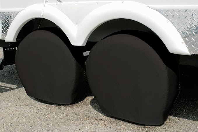Explore Land Tire Covers 4 Pack - Tough Wheel Protector for Truck, SUV, Trailer, Camper, RV Universal Fits Tire Diameters 23-25.75 inches, Black
