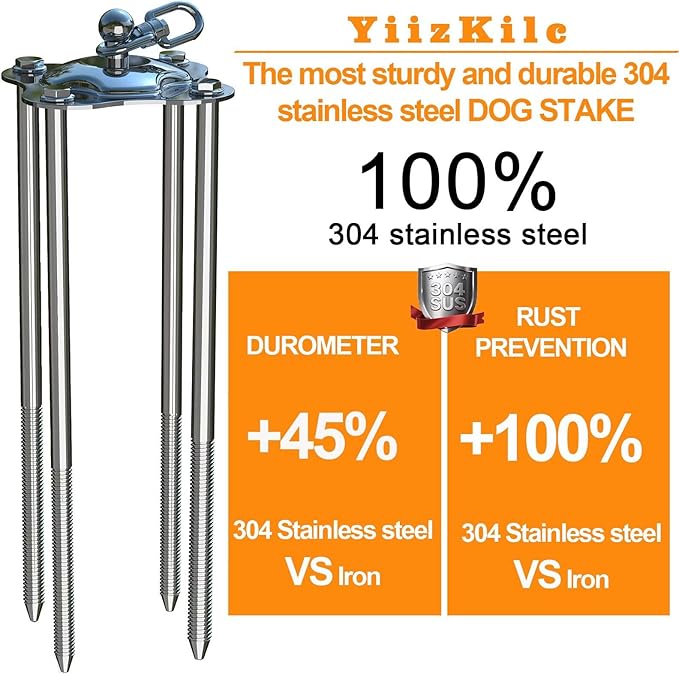 Dog Tie Out Cable and Stake,Heavy Duty Stakes for Outside,30FT Tangle-Free Runner for Yard,360° Swivel Anchor for Dogs Up to 150 lbs,Stake for Dog Leash Ideal for Outdoor and Camping