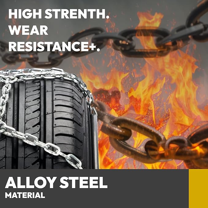 Snow Chains for Car,SUV,Truck and Pickup,Universal Emergency Tire chains,Compatible with Tire Width 185 195 205 215 225 235 235 245 MM - Set of 2