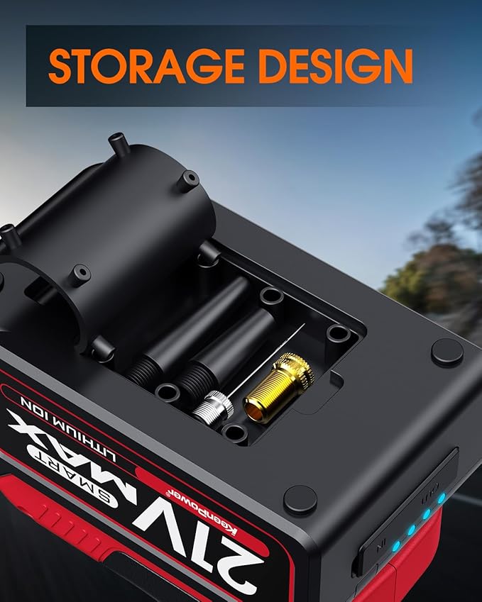 KeenPower Cordless Tire Inflator Portable Air Compressor, 160PSI Car Tire Air Pump, 21V Rechargeable Battery Powered Air Compressor, Dual Power, Larger HD Digital Gauge w/4+N Smart Modes (Red)