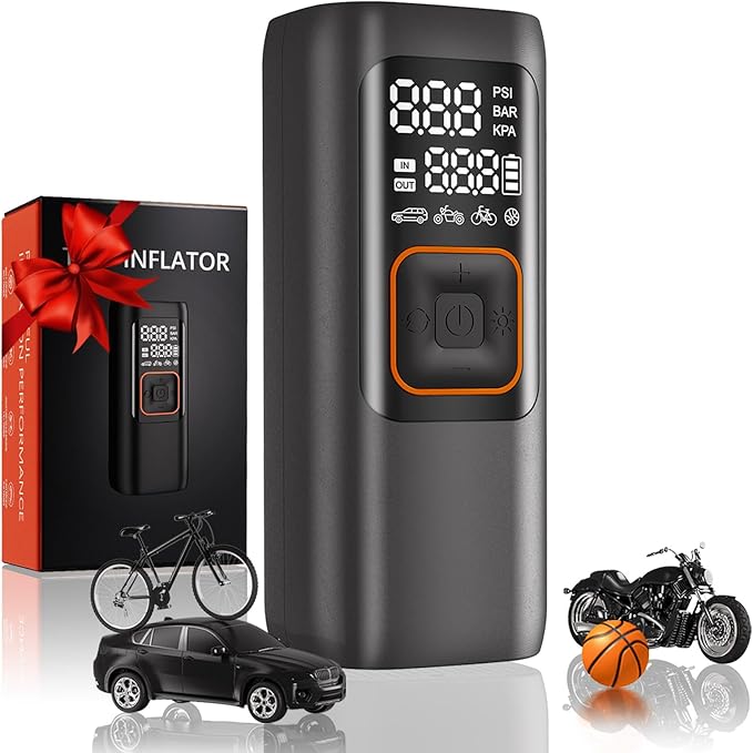 200PSI Tire Inflator Portable Air Compressor, Digital Tire Pump, Cordless Air Pump for Car Tires, Auto Shutoff, LED Light, Electric Air Compressor for Cars, SUV, Motorcycles, Bikes, Gifts for Men