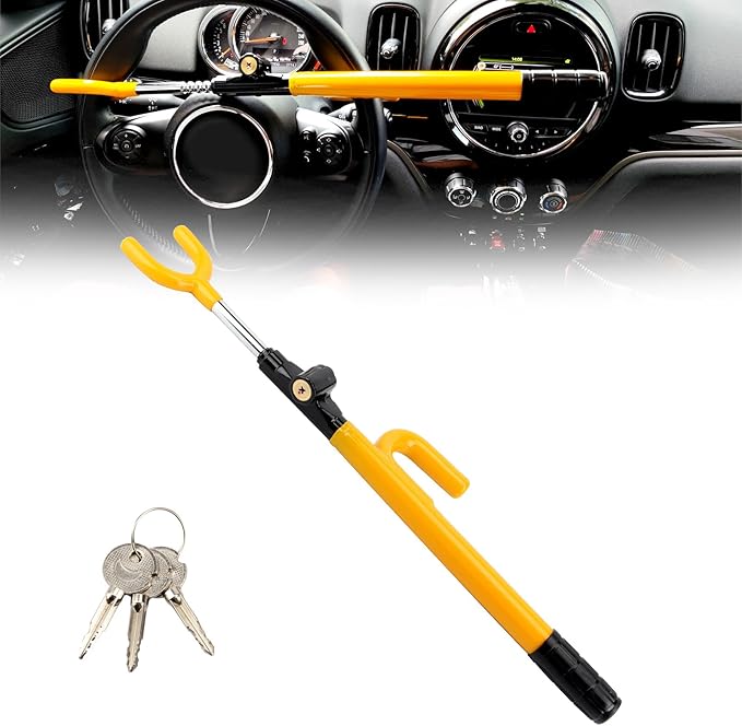Steering Wheel Lock for Car Universal Anti-Theft Device Car Locks, Adjustable Length Double Hook Locks for Car SUV Pickup Truck Van