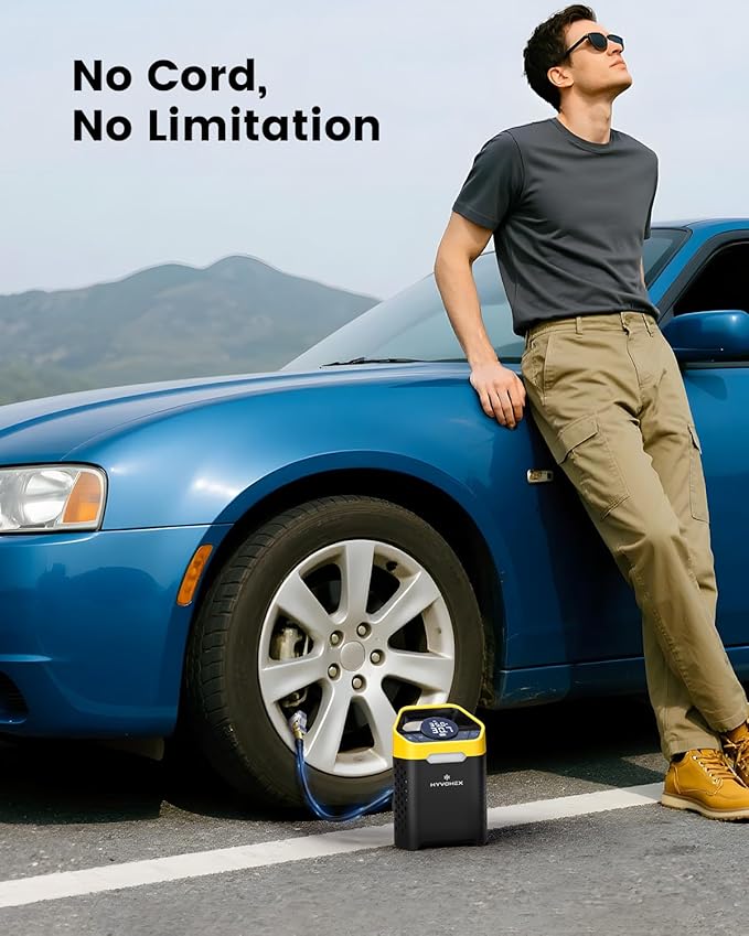 Heavy-Duty 160 PSI Tire Inflator Portable Air Compressor, 1 Min Fast Inflation Cordless Portable Air Pump with Digital Pressure Gauge & LED Light, Electric Tire Pump for Car, SUV, Bike, Ball