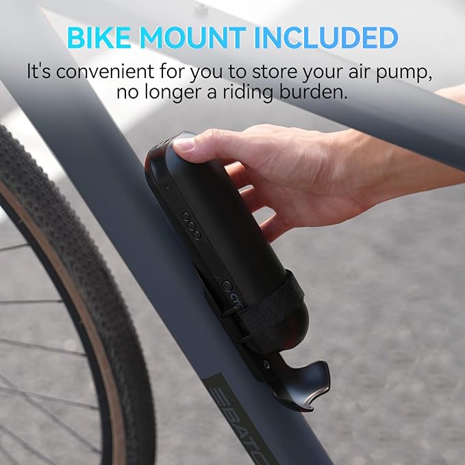 CYCPLUS Electric Air Compressor Portable Bicycle Pump Car Tire Inflator, Max 150 PSI, Auto Shut-Off Air Pump with Presta and Schrader Valves for All Bicycles Motorcycles and Cars