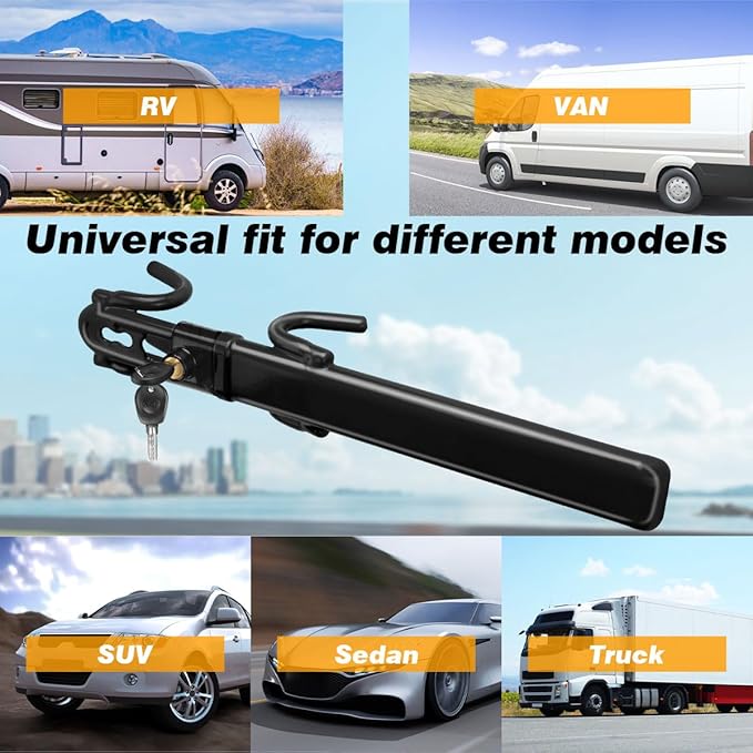 Car Steering Wheel Lock Anti-Theft Device,Black Car Lock Steering Wheel Lock Heavy Duty Anti Theft Car Device with Key